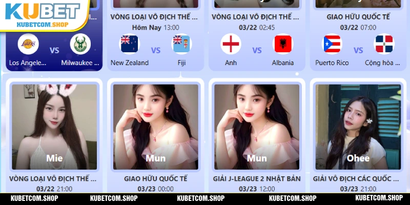 Nhiều trận đấu được trực tiếp tại KUBET với dàn BLV xinh đẹp